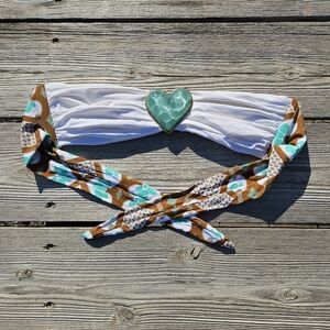 Ank By Mirla Sabino Heart Bandeau Bikini Swimsuit Top Size S Strapless White